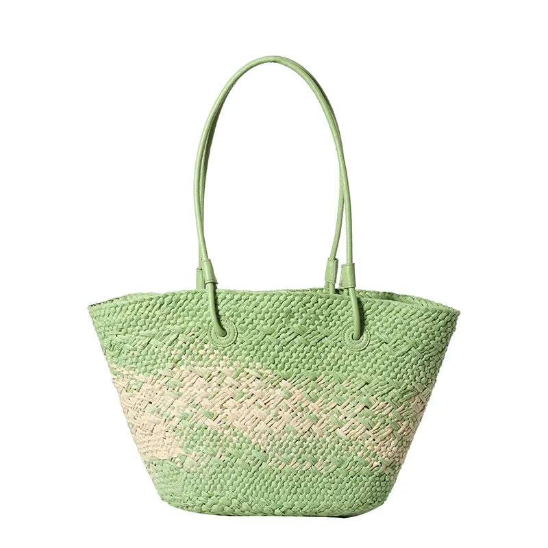 Französische Luxus Strandtasche Damen – Handgefertigte Raffia Sommertasche