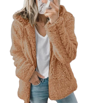 Teddy Damen Fleecejacke Mit Kapuze | Flauschiger Wintermantel