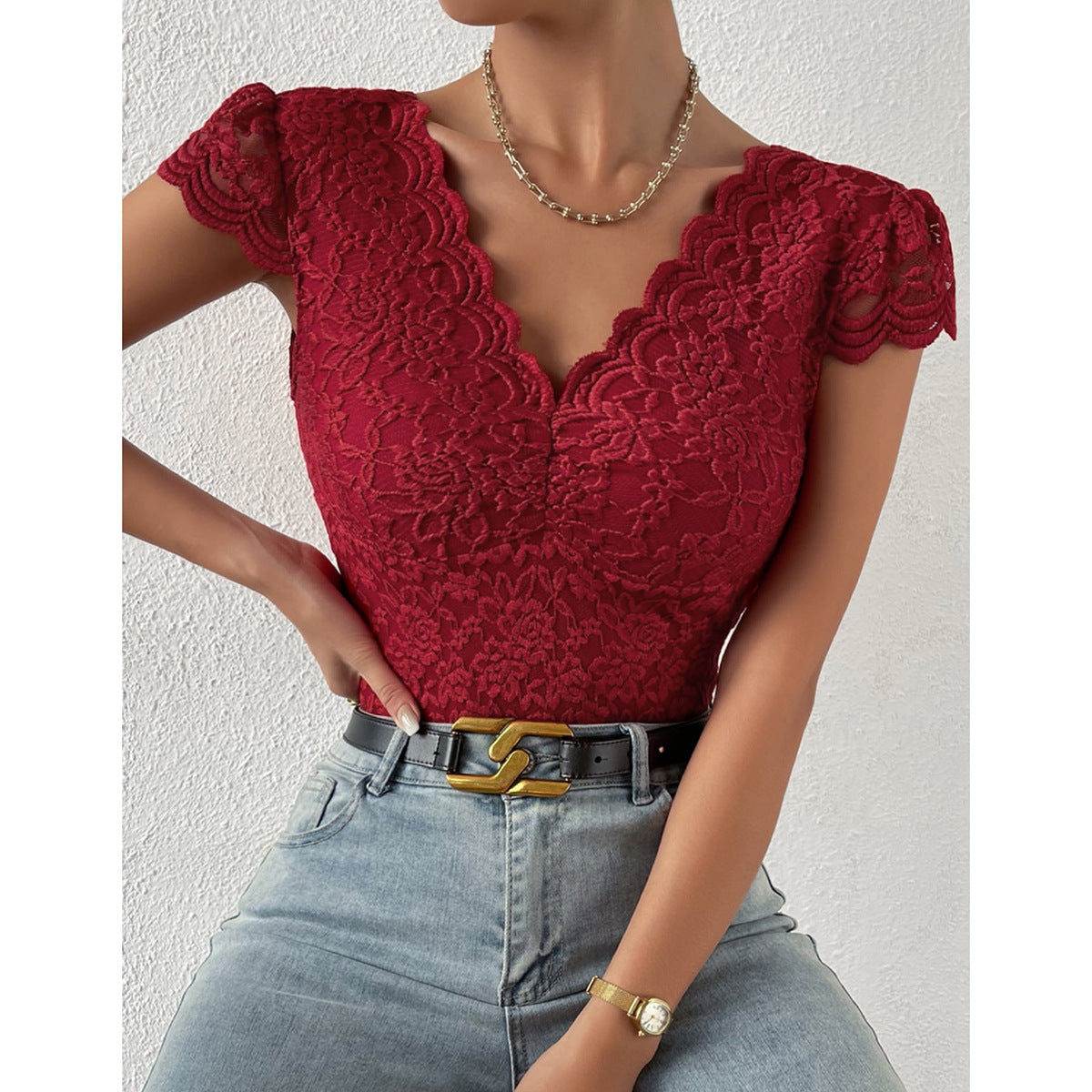 Damen Bodysuits Mit Spitze Und V Ausschnitt | Schick
