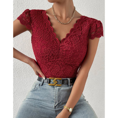 Damen Bodysuits Mit Spitze Und V Ausschnitt | Schick