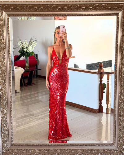 Damen Maxikleid Mit Pailletten Und V Ausschnitt Für Hochzeitsgäste