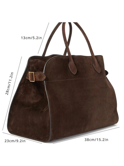 Große Damen Shopper Tasche – Strukturierte Schultertasche Wildleder/Leder