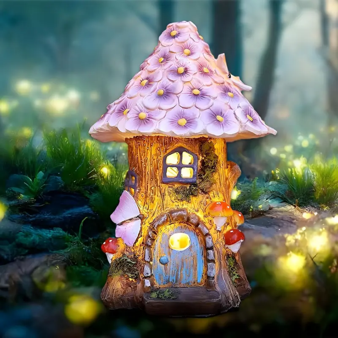 Buntglas-Fairy Blossom Cottage Lampe