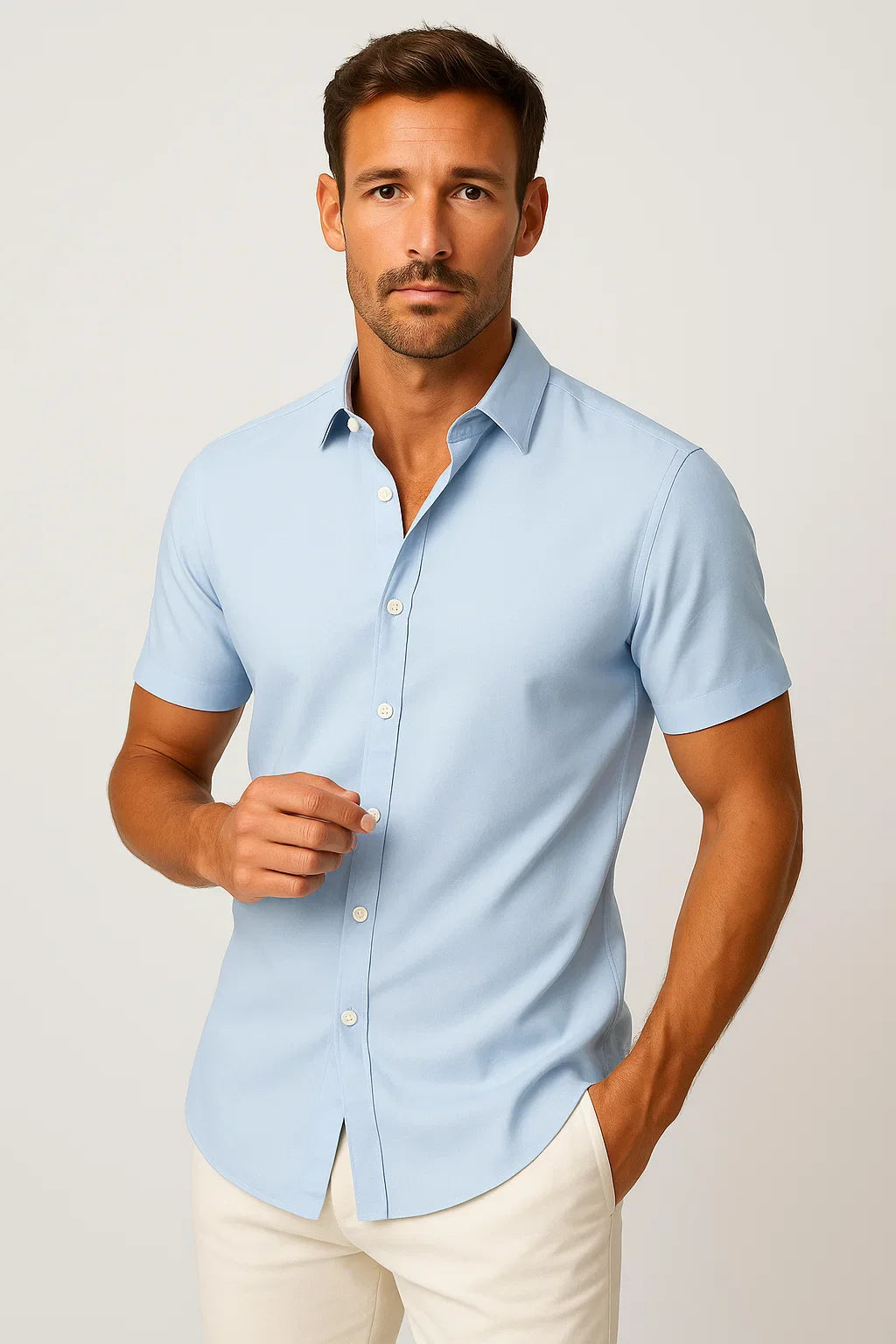 Tailored Kurzarmhemd mit Knopfleiste