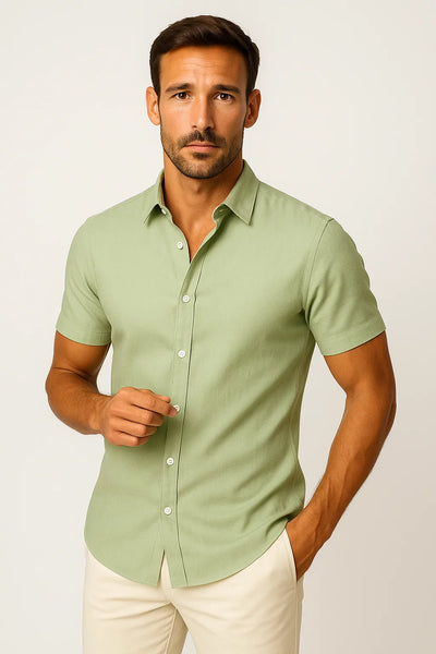 Tailored Kurzarmhemd mit Knopfleiste