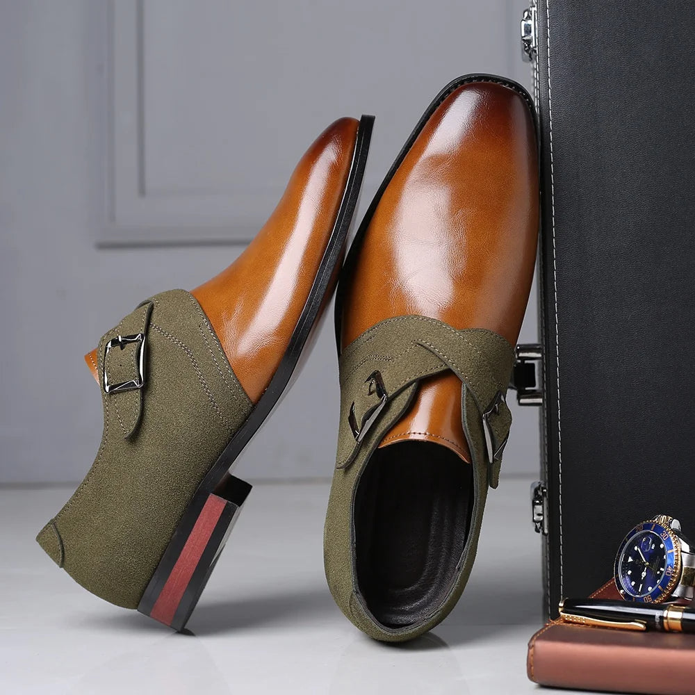 Herren Loafer Mit Doppelter Schnalle Und Zweifarbigem Design