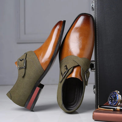 Herren Loafer Mit Doppelter Schnalle Und Zweifarbigem Design