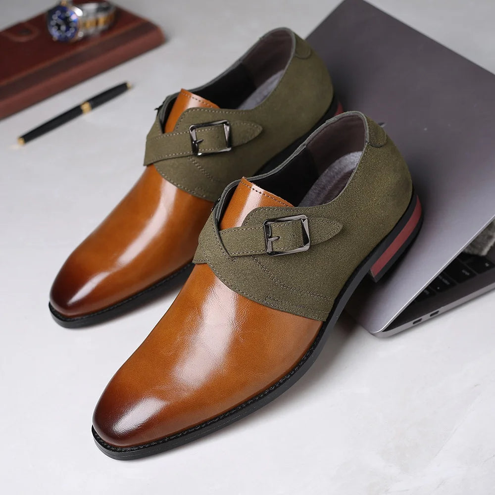 Herren Loafer Mit Doppelter Schnalle Und Zweifarbigem Design