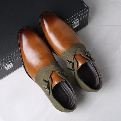Herren Loafer Mit Doppelter Schnalle Und Zweifarbigem Design
