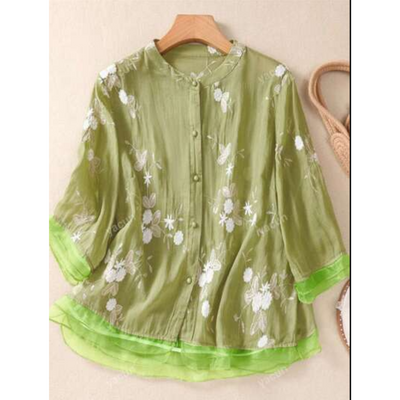 Damen Halbe Ärmel Button Down Bluse | Atmungsaktiv