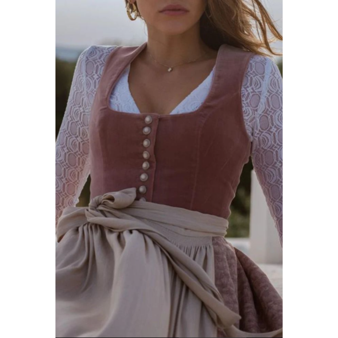 Trachtenkleid Mit Quadratischem Ausschnitt für Damen | Midi