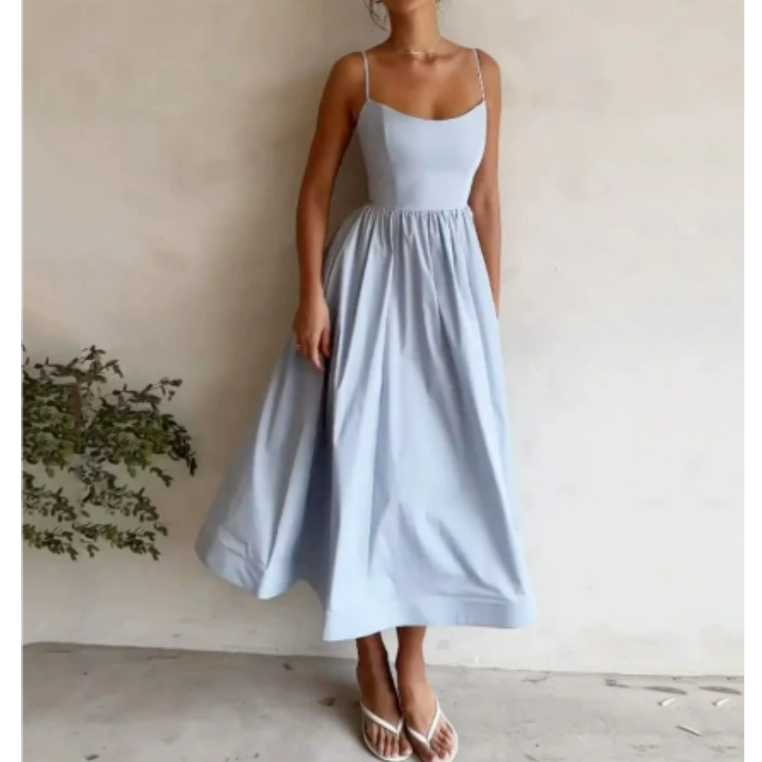 Damen Sommer Ärmelloses A-Linien Kleid | Midi