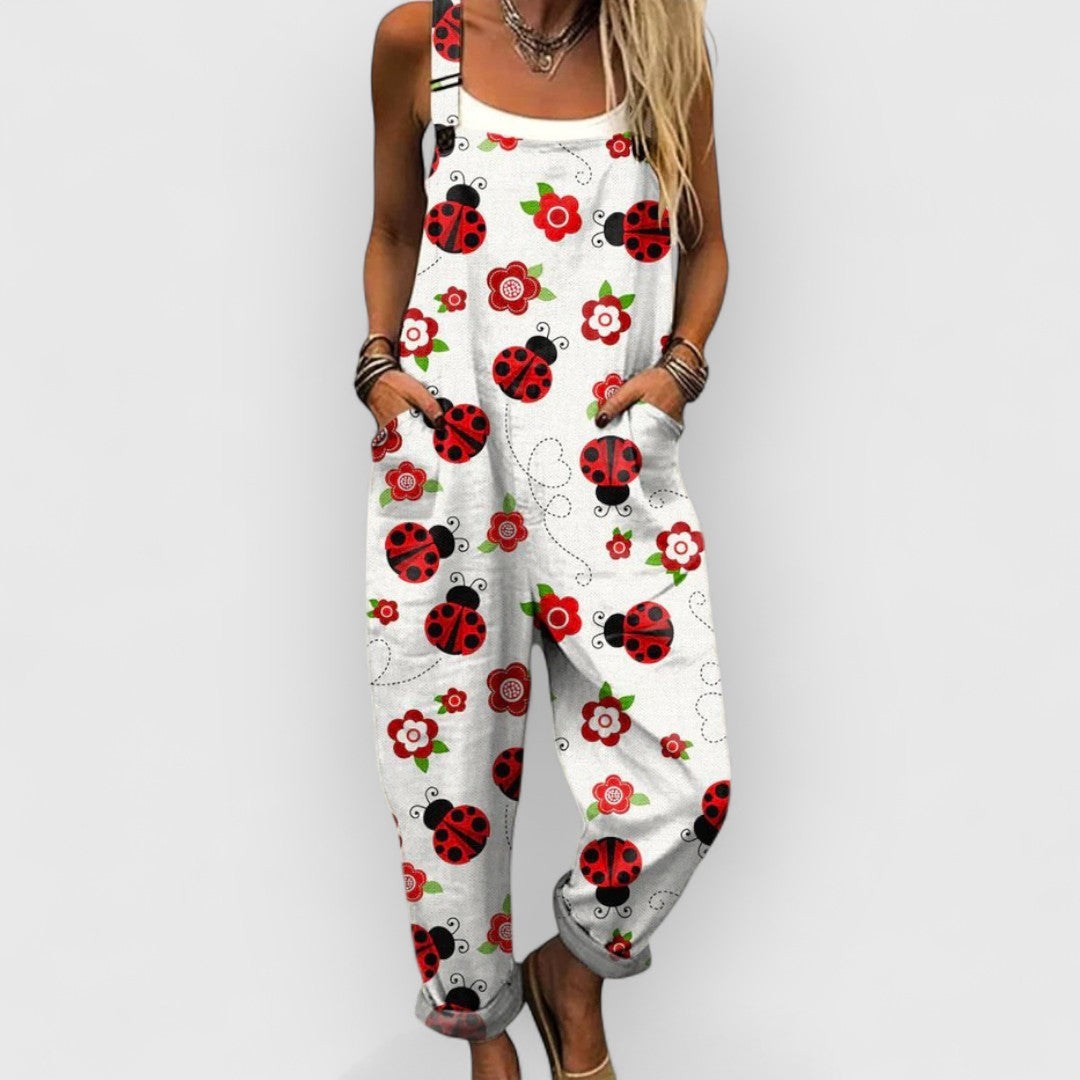 Josette - Latzhose mit bunten Marienkäfern
