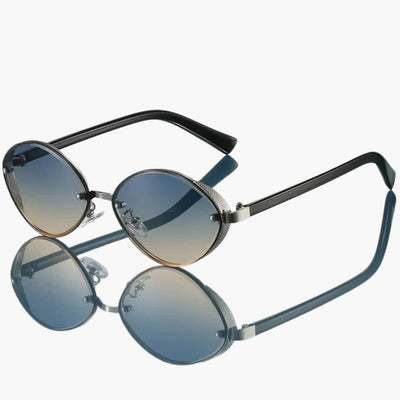 Damen Sonnenbrille mit ovalem Metallrahmen und UV400-Schutz