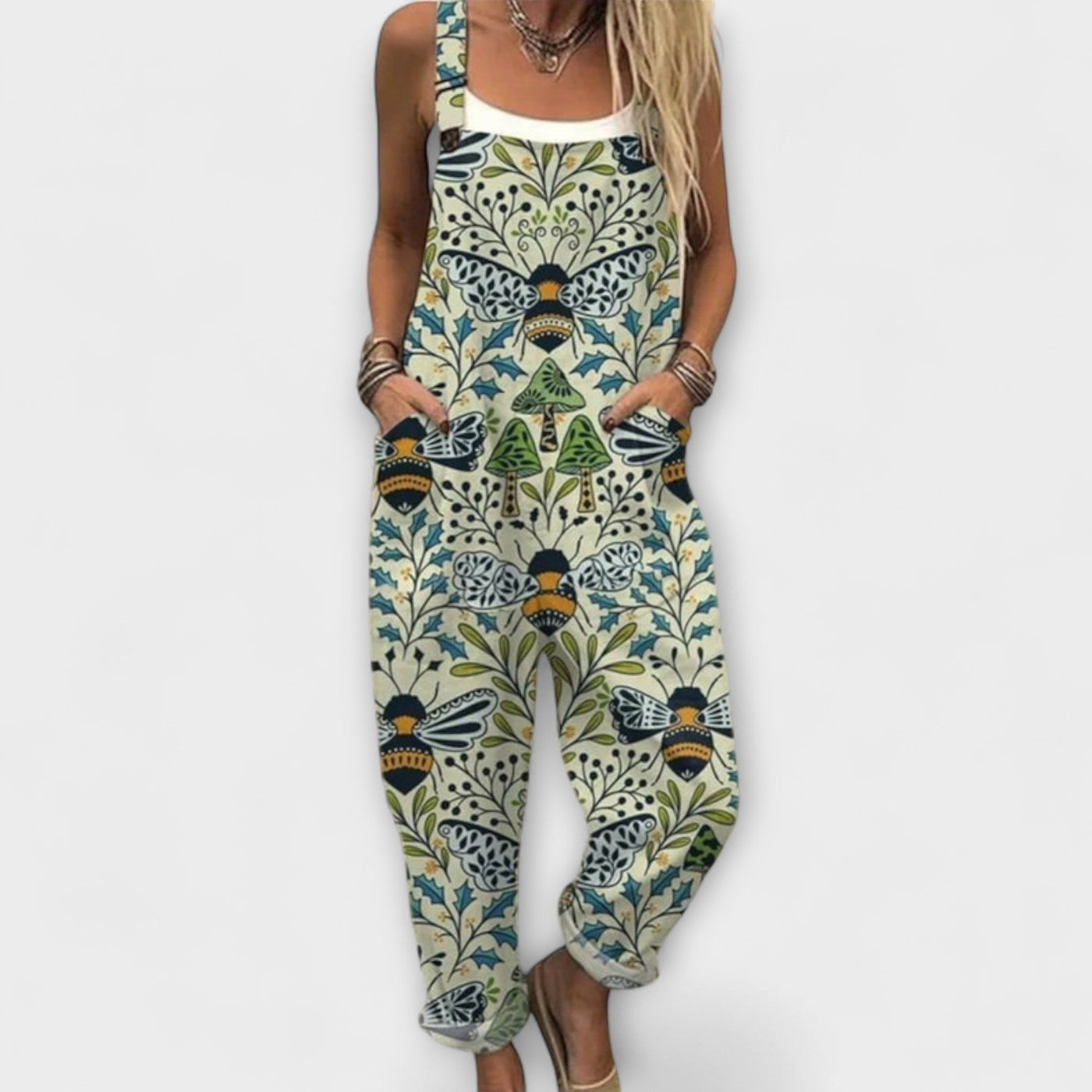 Léopoldine - Latzhose mit Bienen- und Blattdesign