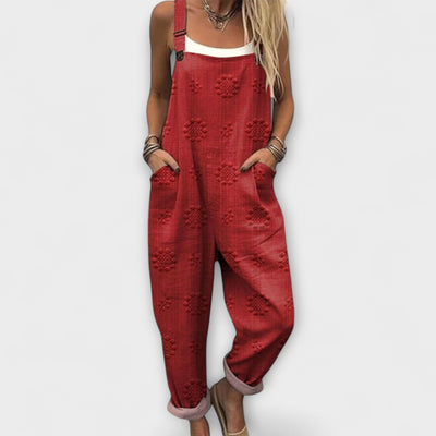 Petra - Blumenmuster Latzhose mit Punkten