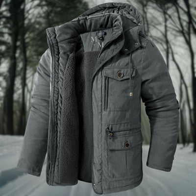 Brandon | Herren Winterjacke mit Kapuze & Taschen | Warm Gefüttert