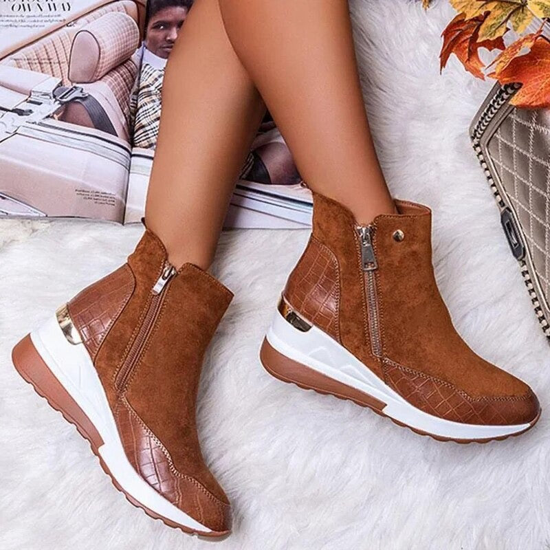 Stiefeletten für Damen mit Gummisohle und Fleecefutter – Stilvoll für Ausflüge und Spaziergänge