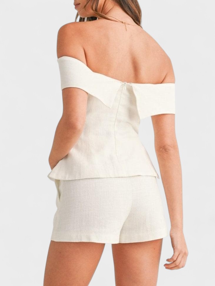 Shalita – Zweiteiliger Satz Aus Leinen Mit Schulterfreiem Oberteil