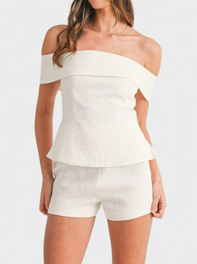 Shalita – Zweiteiliger Satz Aus Leinen Mit Schulterfreiem Oberteil