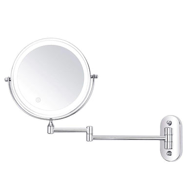 Wiederaufladbarer LED Schminkspiegel mit Vergrößerung und Chrom-Finish – 20 cm Durchmesser, berührungsgesteuertes Licht