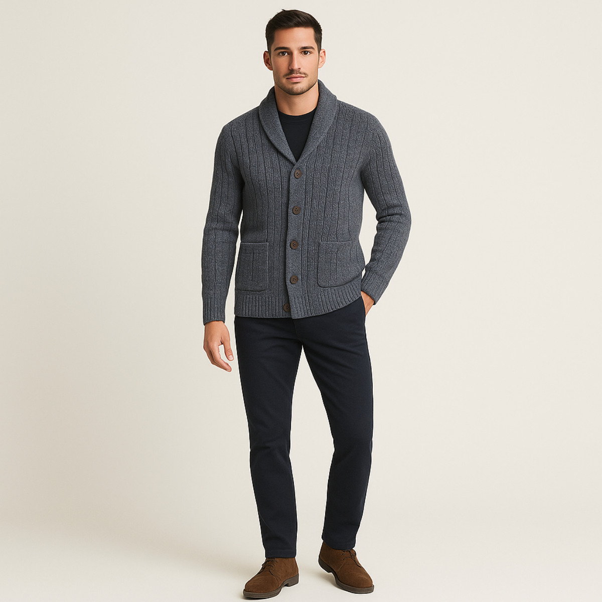 Herren Kaschmir Cardigan Mit Klassischem Design