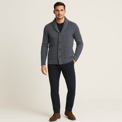 Herren Kaschmir Cardigan Mit Klassischem Design