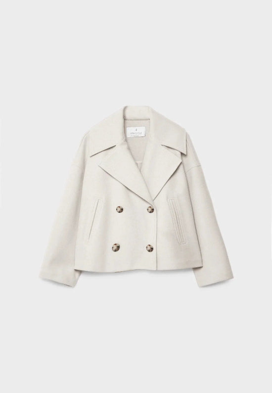 Damen Zweireihige Kurzjacke mit Breitem Reverskragen