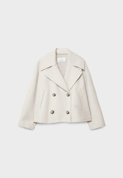 Damen Zweireihige Kurzjacke mit Breitem Reverskragen