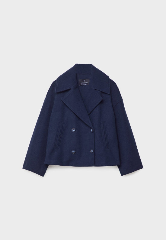 Damen Zweireihige Kurzjacke mit Breitem Reverskragen
