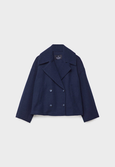 Damen Zweireihige Kurzjacke mit Breitem Reverskragen