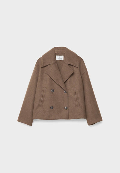 Damen Zweireihige Kurzjacke mit Breitem Reverskragen