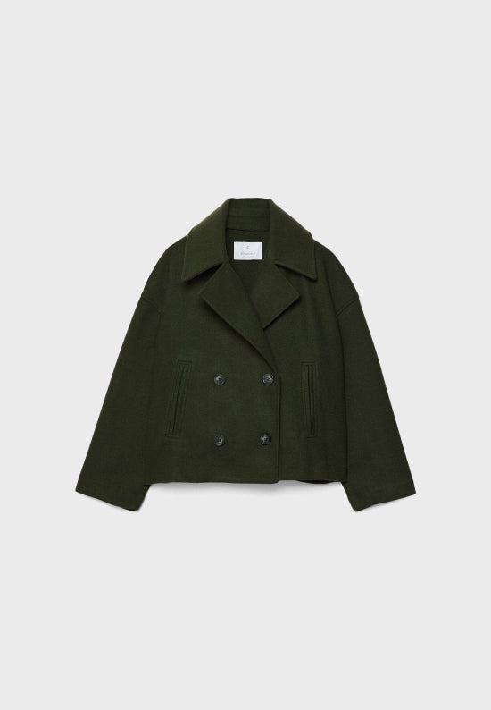 Damen Zweireihige Kurzjacke mit Breitem Reverskragen