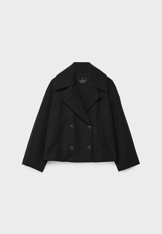 Damen Zweireihige Kurzjacke mit Breitem Reverskragen