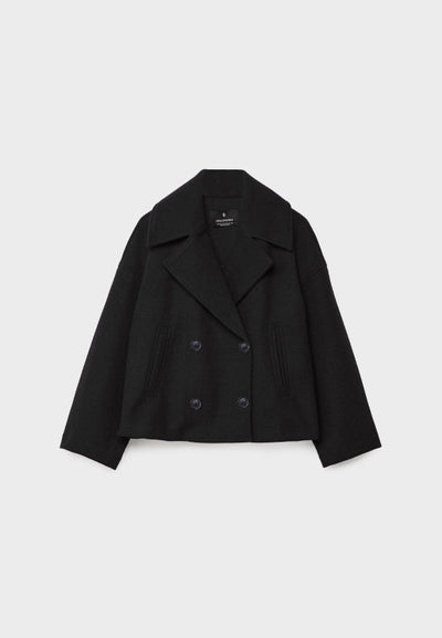 Damen Zweireihige Kurzjacke mit Breitem Reverskragen
