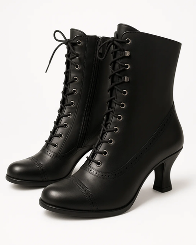 Damen Retro Stiefeletten Zum Schnüren Mit Vintage Design