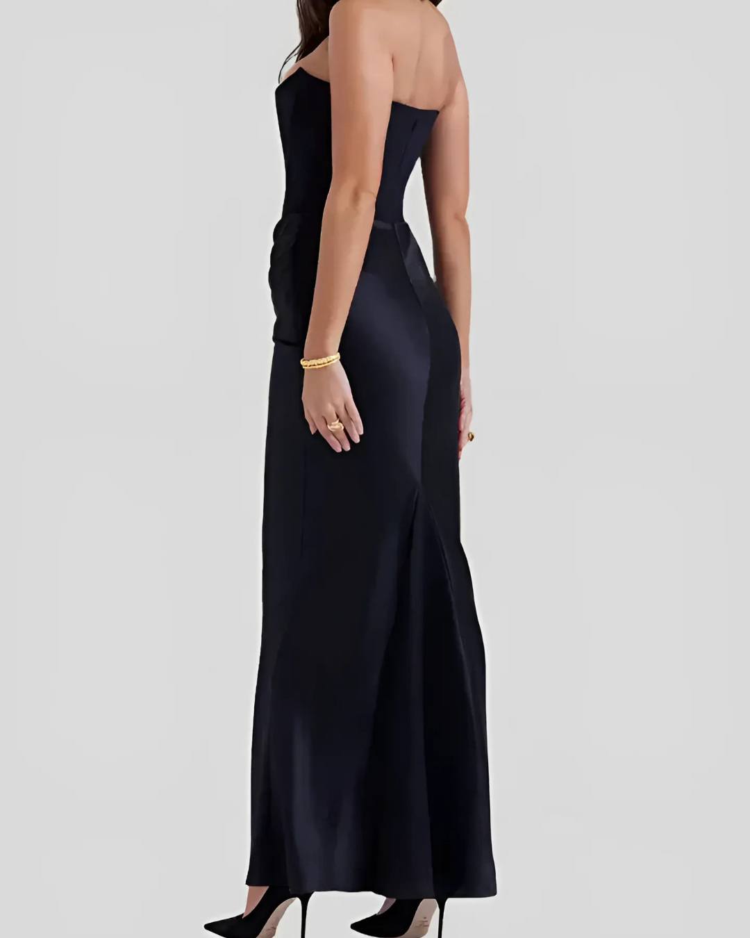 Damen Maxi Kleid Schulterfrei Mit Eleganter Silhouette