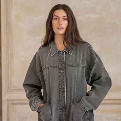 Damen Denimjacke Mit Leichtem Design