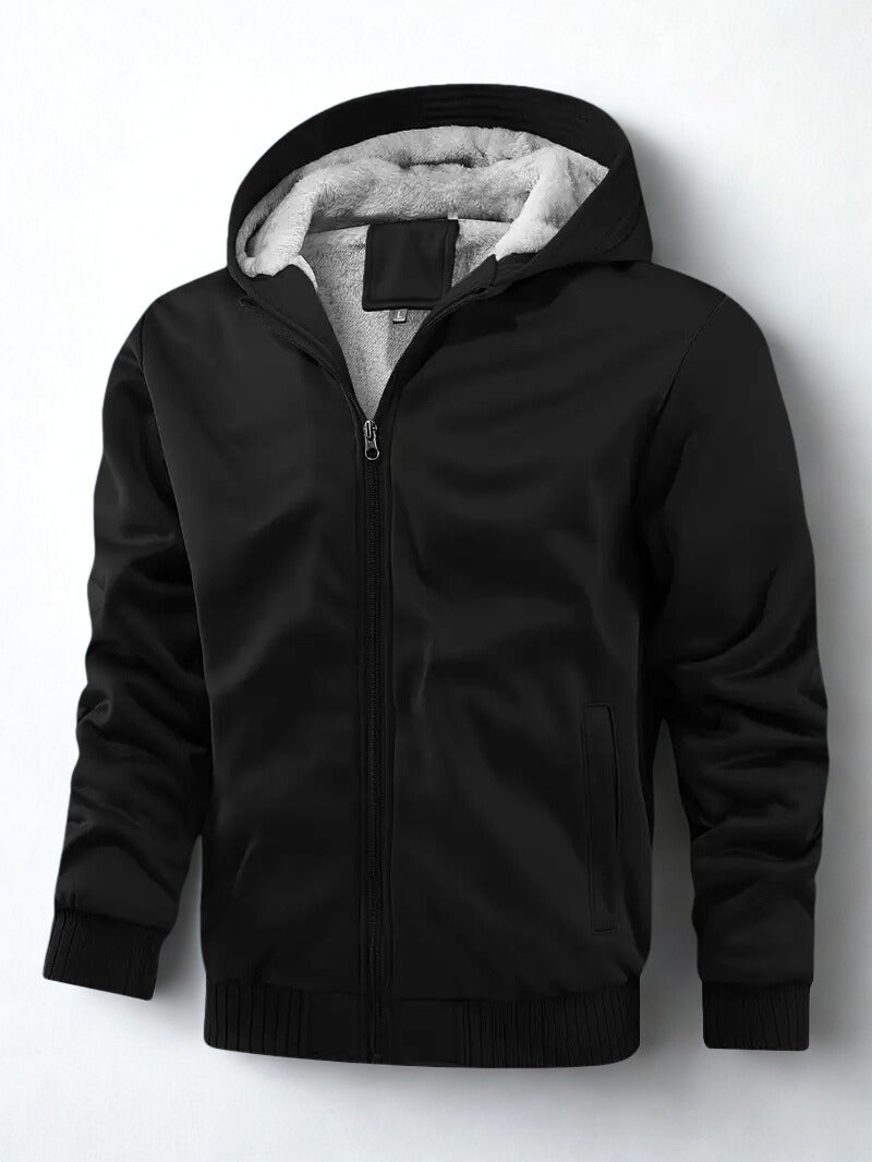 Oliver | Herren Zip-Up Jacke mit Kapuze | Fleecefutter & Langarm