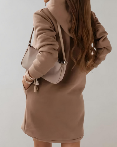 Damen Langer Hoodie Pullover Mit Taschen