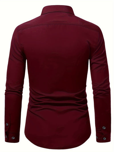 Herren Slim Fit Hemd Mit Langem Ärmel