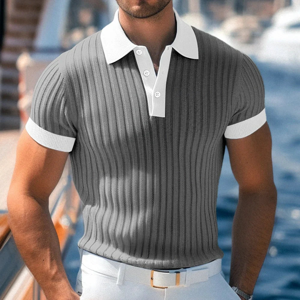 Herren Sommer Polo Mit Strukturiertem Strickdesign