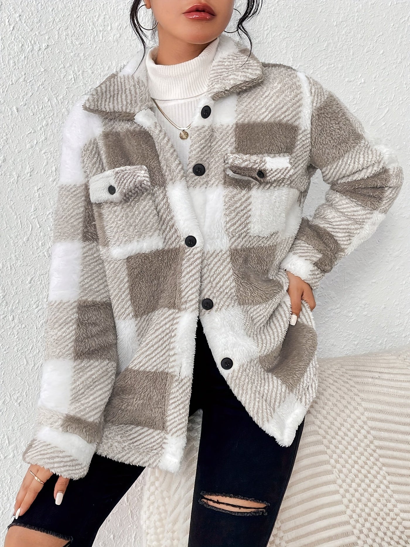 Thaya | Stylische Fleece Oversized Jacke