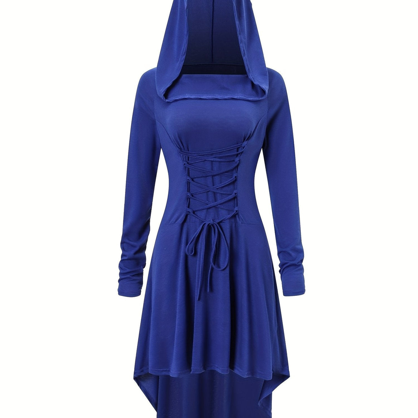 Damen Halloween-Kleid mit Kapuze | Schnürung & Asymmetrischer Saum