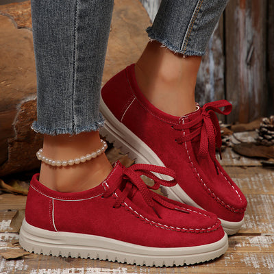 Damen Vintage Schnür-Mokassinschuhe