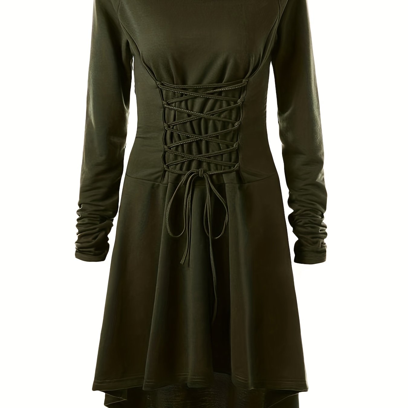 Damen Halloween-Kleid mit Kapuze | Schnürung & Asymmetrischer Saum