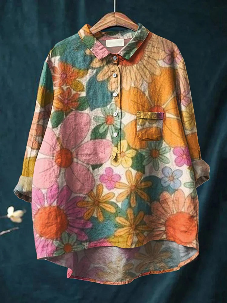 Kinsley - Floral Art Bedrucktes Shirt