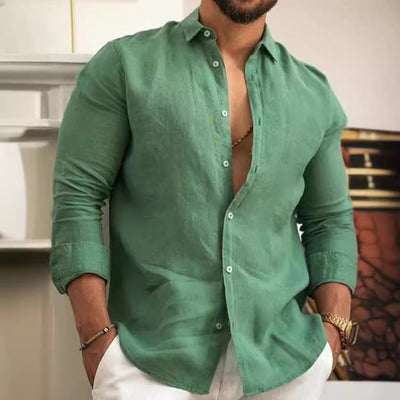 Sahari – Leichtes Leinenhemd für Herren mit offener Kragen