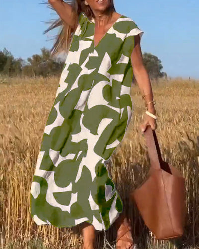 Sarinya - Bedrucktes Kleid Mit V-Ausschnitt