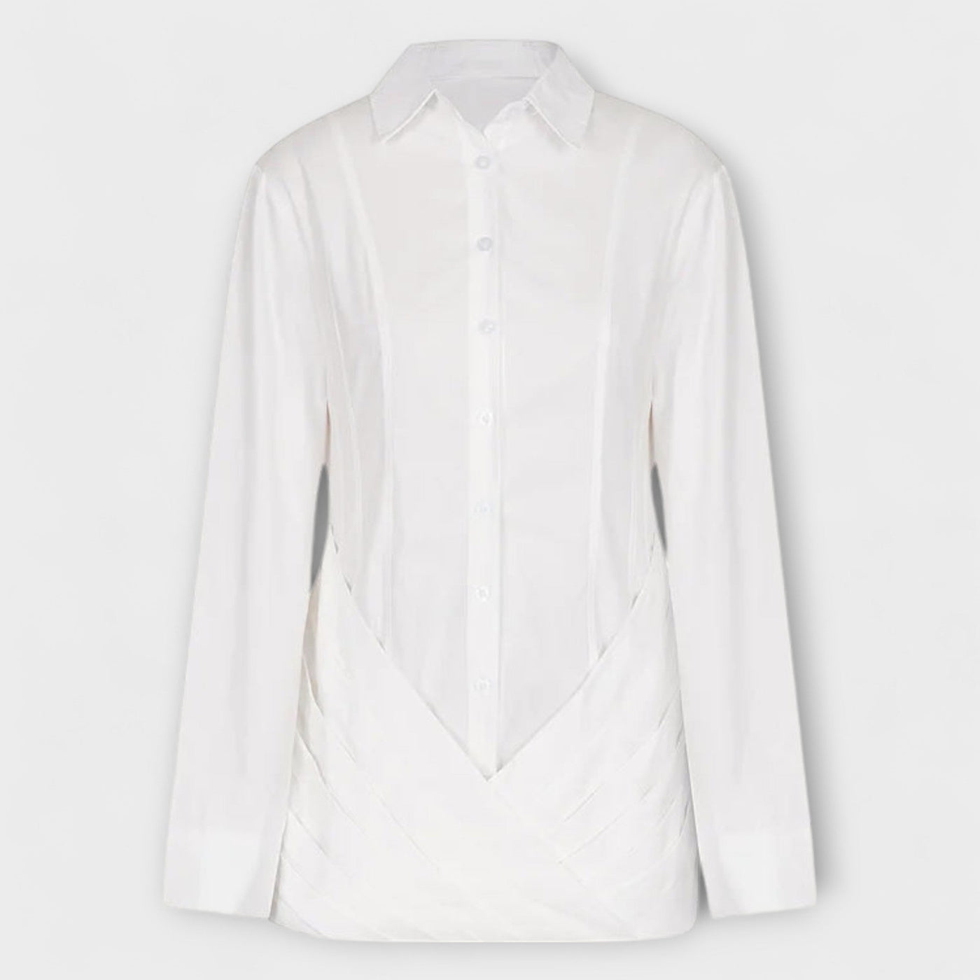 Indie - Langärmliges weißes plissiertes Hemdkleid